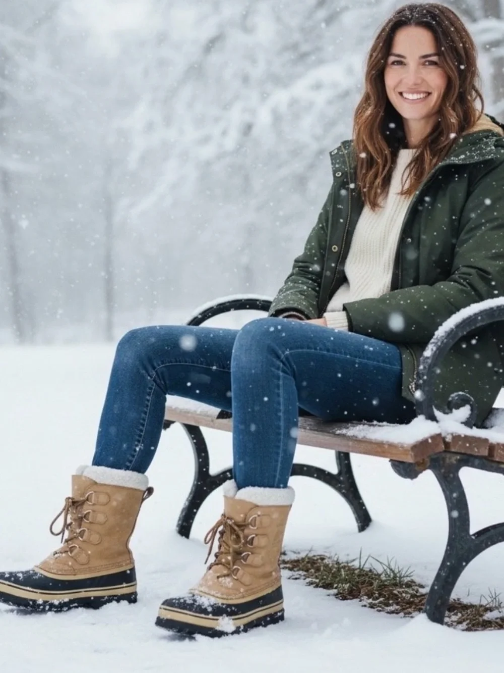 VINTAGE Made In Canada - Caribou Kaufman Women's Tan Lace-Up Winter Boots